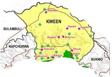A photo extract from the map showing the threee districts where land grabbers are thriving in